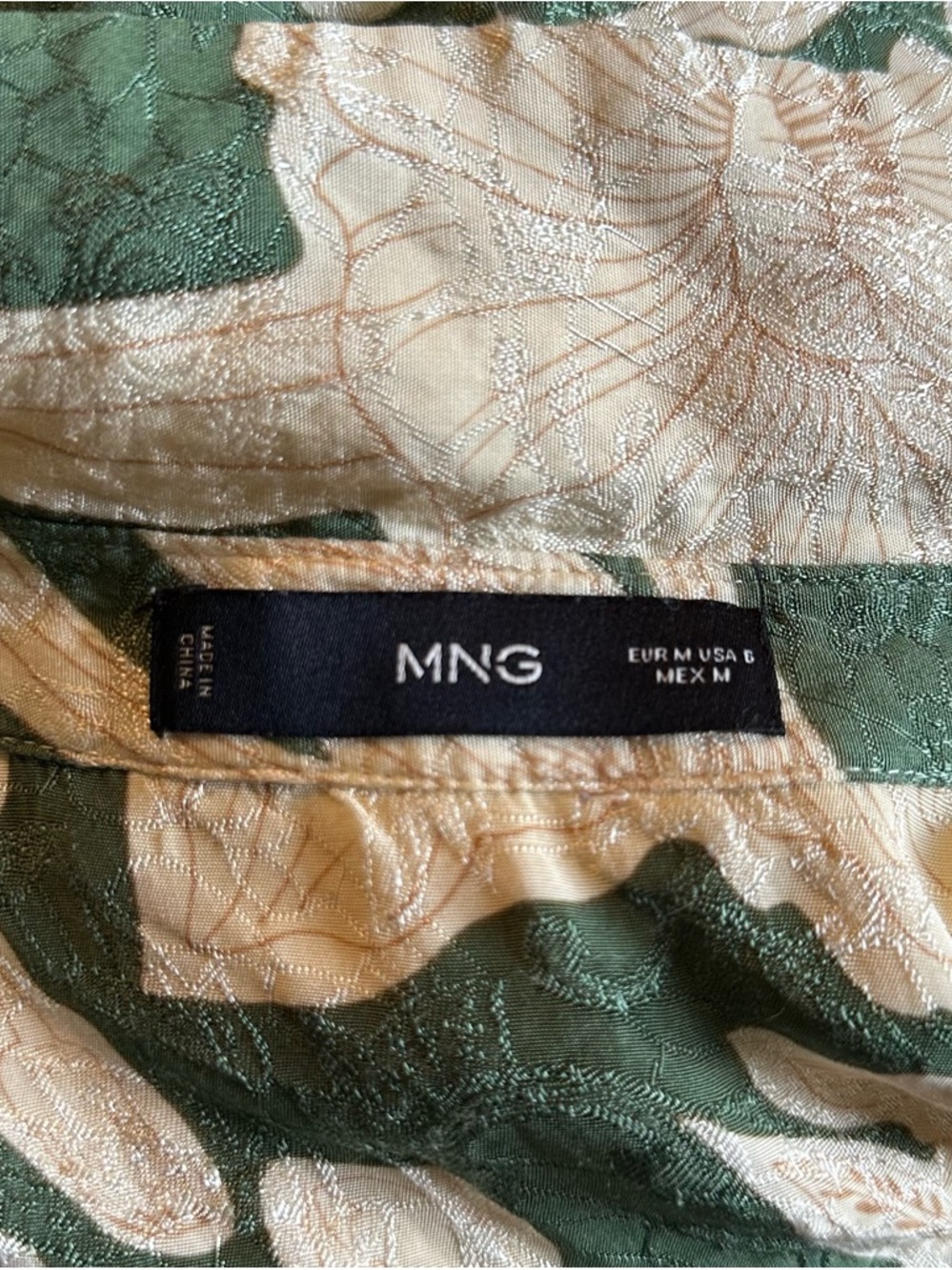 MANGO green and cream Jacquard Dress - Picture 6 of 8